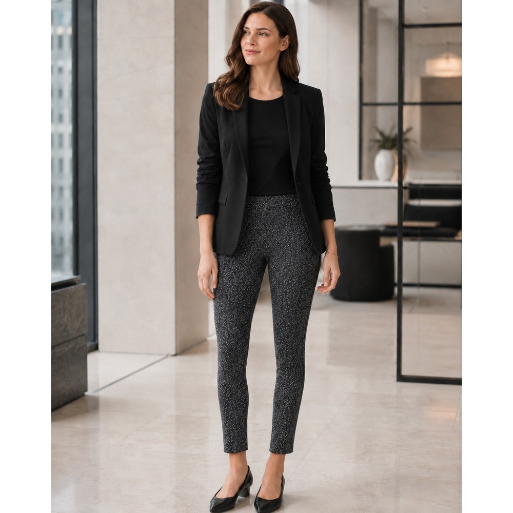 Theory‎ Adbelle K Skinny Legging Pants Petite Black White Tweed Look